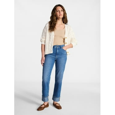 Time and Tru Women's Cable Knit Cardigan Sweater with Long Sleeves, Lightweight, Sizes XS-XXXL