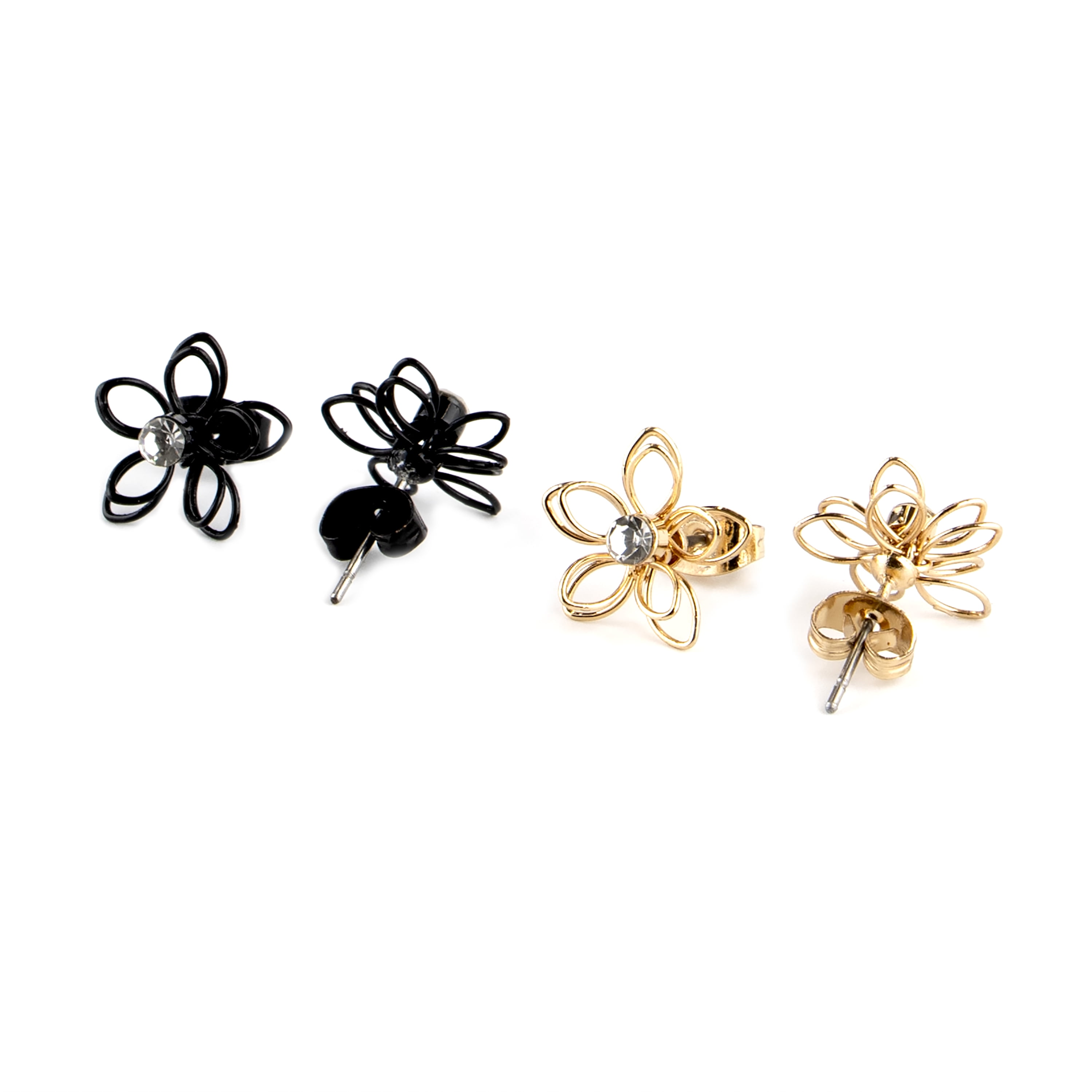 Claire's Teen Girls Metal Tone Flower Stud Earring Set, 4-Pack, Sensitive Solutions