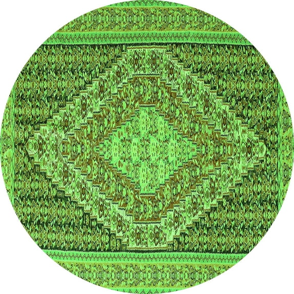 Ahgly Company Indoor Round Medallion Green Traditional Area Rugs, 8' Round