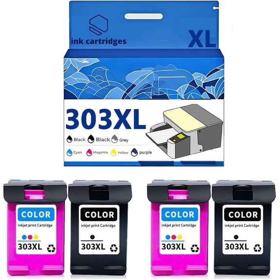 303 303XL T6N03AE T6N04AE Ink Cartridges Compatible for HP 6220 6222 6230 6232 6234 6252 6255 6258 7120 7130 7132 7134 7155 7158 7164 7800 7858 Inkjet Printers, Leak-Proof Design
