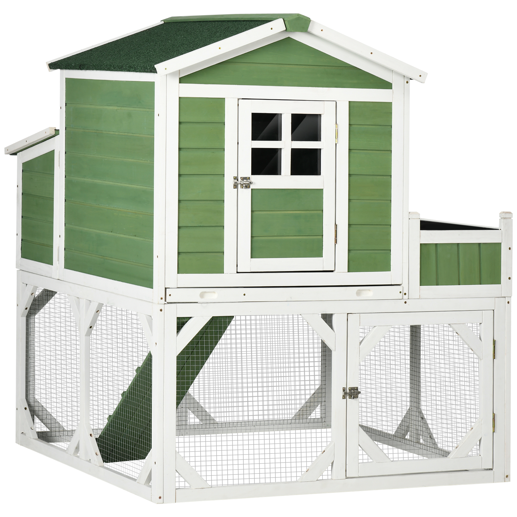 PawHut Outdoor Small Chicken Coop Hen House W/ Garden Bed, 24 Birds