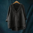 thumbnail image 2 of Chemise Décontractée en Mélange de Lin Coupe Ample Col Rond Style Élégant, 2 of 3