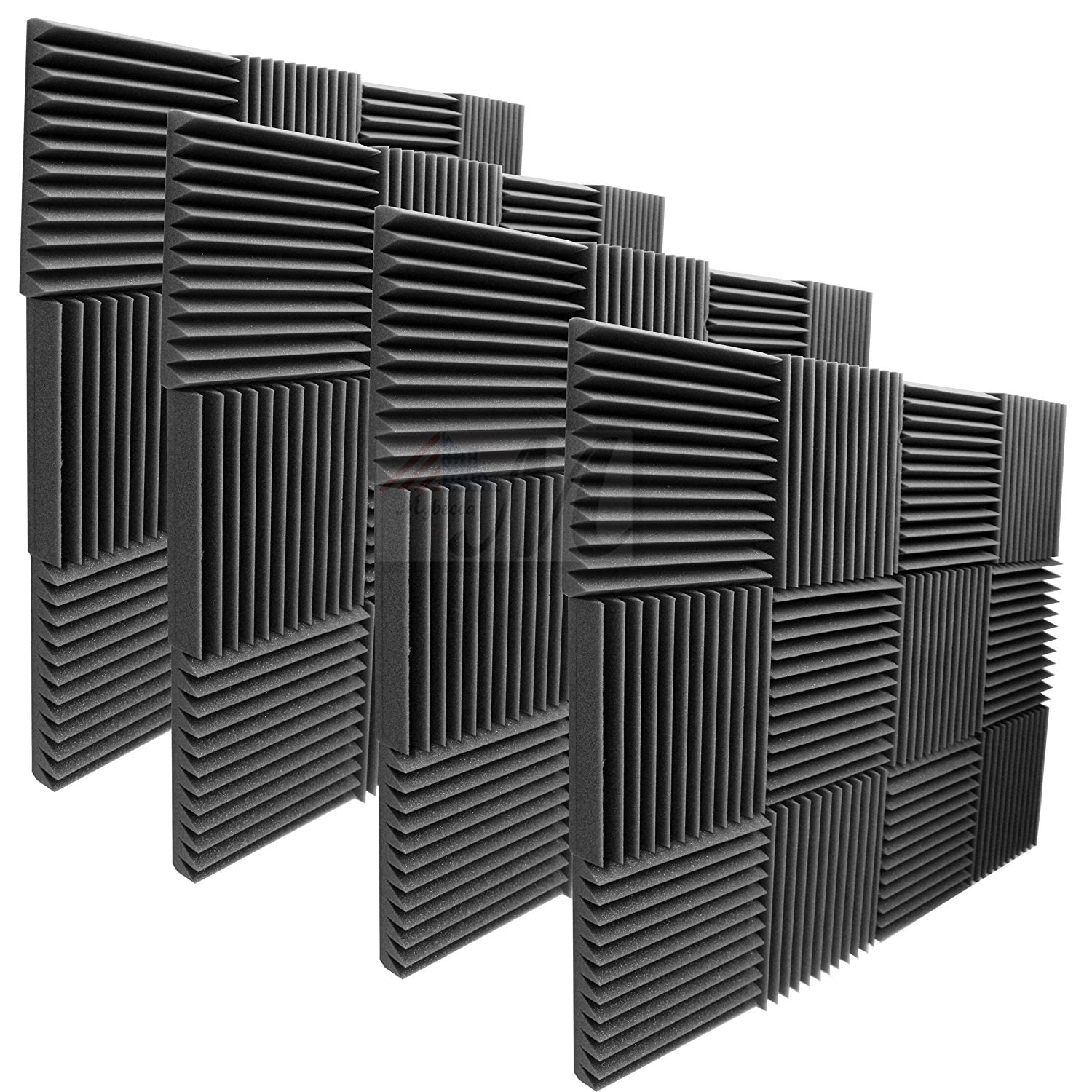 lotmusic 4 Pack Studio Soundproofing Foam Wall Acoustic Panels Padding Tiles 2 X 12 X 12 for Sound Proof Youtube Recording Equipment Room