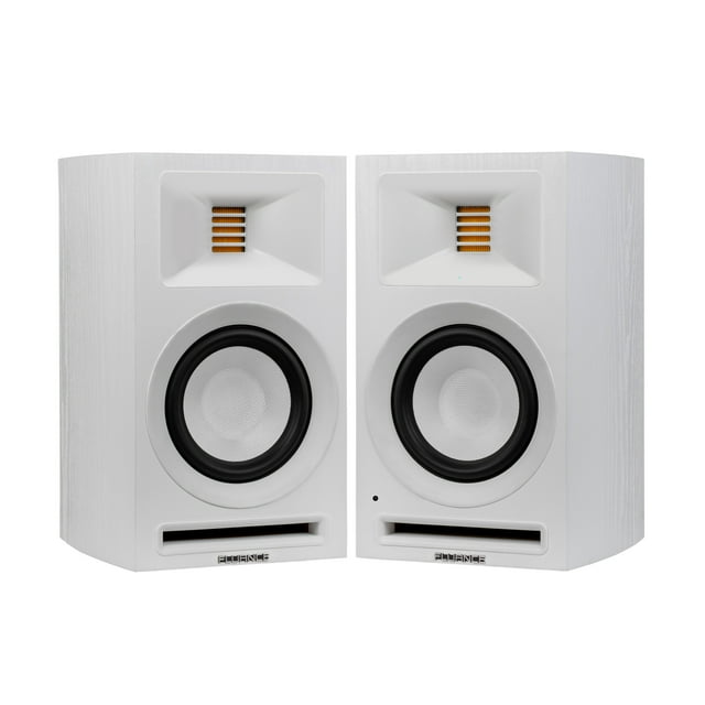Fluance Ri71 Reference Stereo Powered Bookshelf Speakers with High Performance AMT Tweeters, 5" Drivers, 120W Amplifier for Music, Turntable, TV, PC - HDMI, Bluetooth, RCA & Subwoofer Out (White Ash)