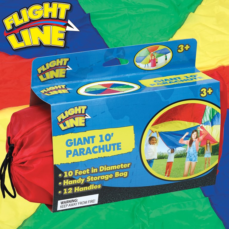 Flight Line Kids 10 Foot Play Parachute Toy w/ 12 Handles for Team