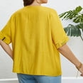thumbnail image 5 of Fankiway Mode Femme Couleur Unie Col Rond Bouton Pression Hauts Amples Manches Courtes Hauts Femmes Liquidation Chemises Femmes Manches Courtes, 5 of 5
