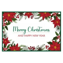 14"x10" Christmas Poinsettia and Berries Paper Placemats - 50/Pack
