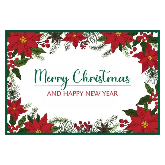 14"x10" Christmas Poinsettia and Berries Paper Placemats - 25/Pack