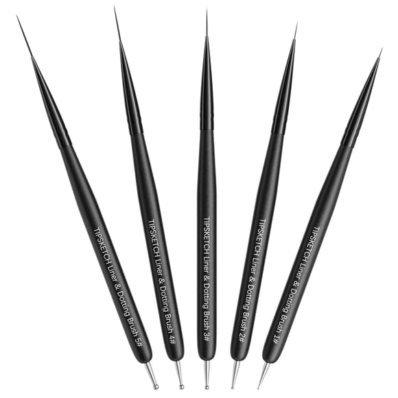 Tipsketch Pinceles para delineador de uñas, 5 unidades