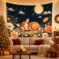 thumbnail image 3 of Sleeping Fawn on Wildflowers with Moonlit Sky, Dreamy Illustration for Animal Lovers, Nature Wall Decor, Halloween Gift, Tapestry Wall Hanging for Bedroom and Living Room, 3 of 7