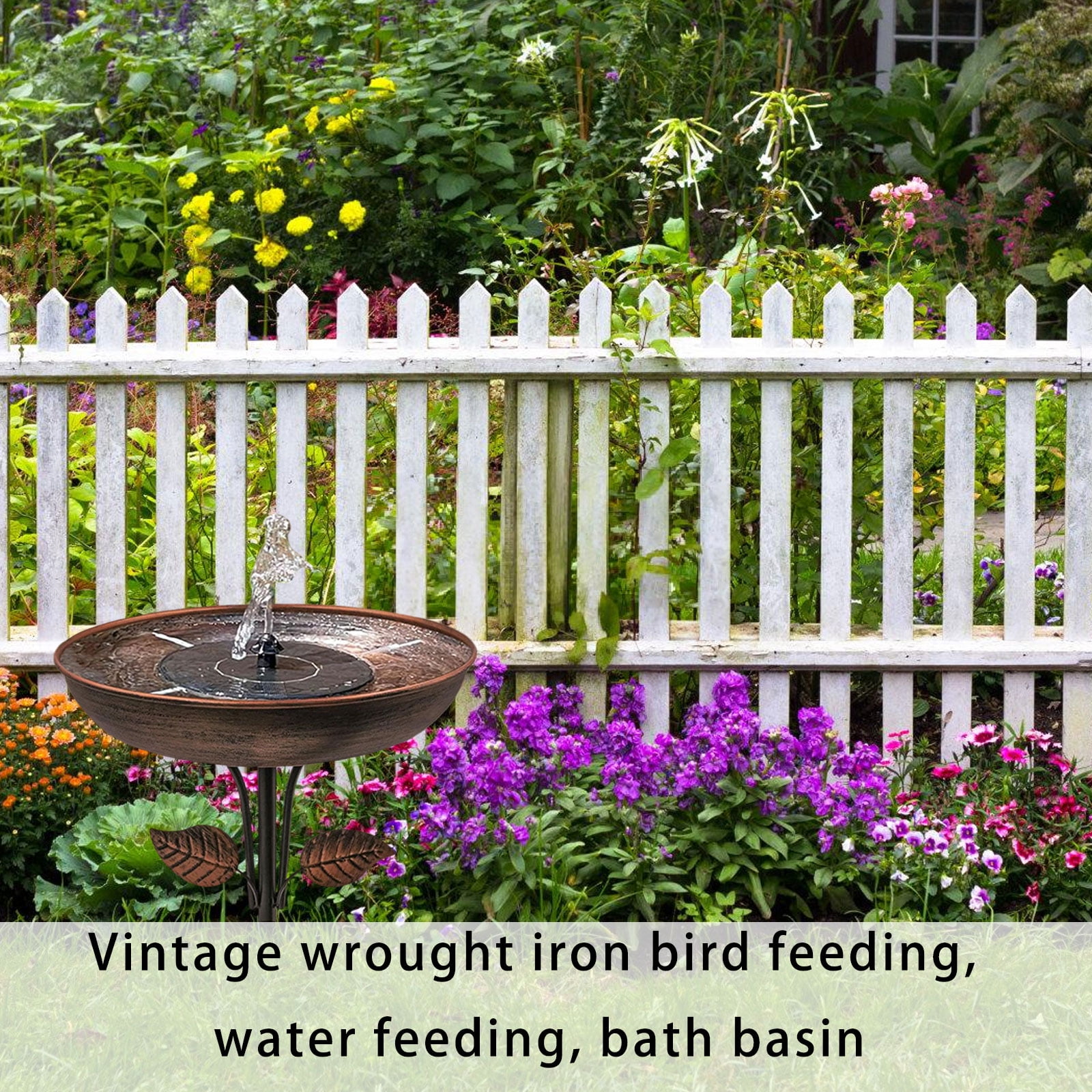 Garden Bird Bath Stake with Antique Finish Metal Construction Perfect for Attracting Birds to Your Yard