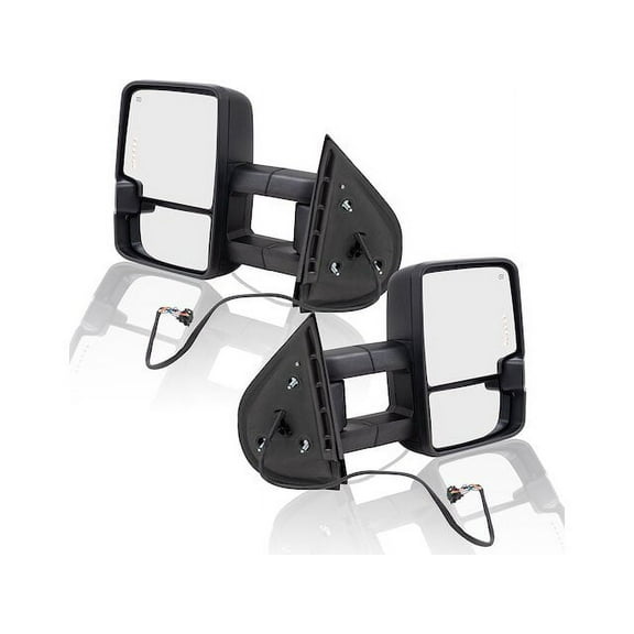 Towing Mirror Set - Compatible with 2007 - 2014 Cadillac Escalade Sport Utility 4-Door 6.2L V8 Naturally Aspirated OHV FLEX 2008 2009 2010 2011 2012 2013