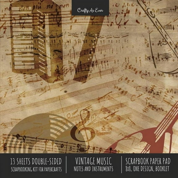 Vintage Music Scrapbook Paper Pad 8x8 Decorative Scrapbooking Kit for Cardmaking Gifts, DIY Crafts, Printmaking, Papercr, (Paperback)