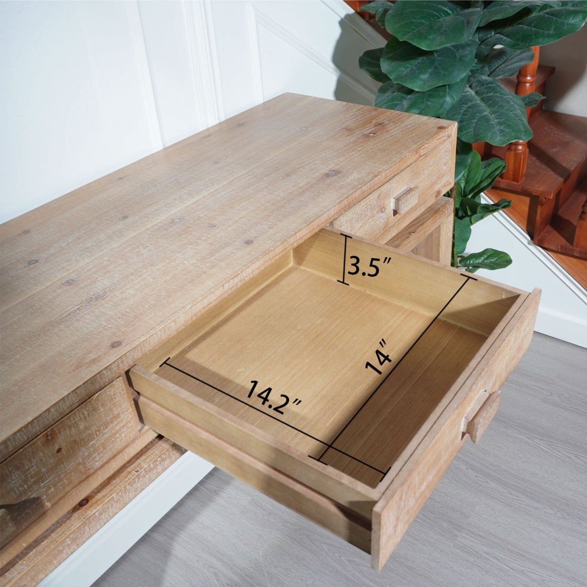 47'' Rustic Wooden Console Table with 3 Drawers, Entryway Table with Floating Top Design for Entry, Hallway, Living Room