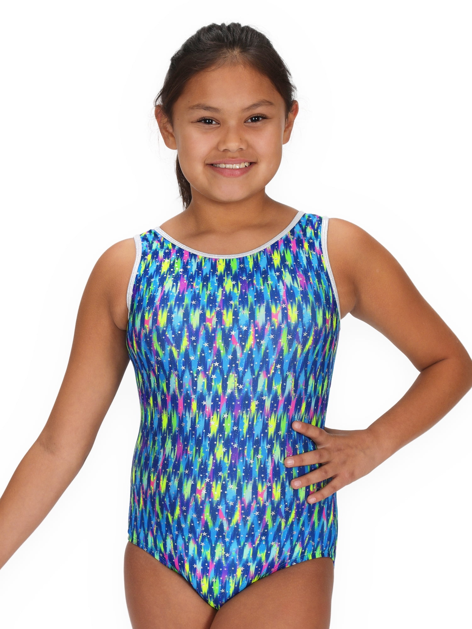 Leap Gear Gymnastics Leotard for Girls Affordable & Made in USA Blue Chevron Stars Child