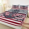 thumbnail image 3 of Homewish Cartoon Anchor Print Queen Sheet Sets, Black Red Stripe Line Flat Sheet, Teens Kids Boys Girls Queen Fitted Sheet, Lightweight Room Decor, 4-Piece, 3 of 7