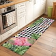 thumbnail image 3 of Summer Ocean Pink Surfboard Washable Runner Rugs 2'x6', Beach Slippers Flower Palm Leaf Black Plaid Low Pile Throw Entryway Rug Non-Slip Sturdy Edge Binding Carpet for Indoor Bedside Entrance Bedside, 3 of 9