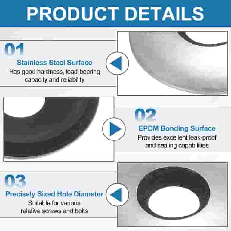 200Pack #12 X 5/8 Sealing Washers, 304 Stainless Steel EPDM Bonded Neoprene Rubber Washers For Screws Bolts Silver Black 200Pack #12 X 5/8 Sealing Washers, 304 Stainless Steel EPDM Bonded Neoprene Rubber Washers For Screws Bolts Silver Black