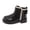 Black, variant on Black 2026 Winter Fall Girls Fleece Boots Faux Leather Bow Tie Lace Up Ankle Round Toe Warm