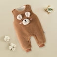thumbnail image 4 of Odeerbi Toddler Boys Girls Clothes Winter Fleece Jumpsuit Baby Sleeveless Romper Plus Velvet Children Suit Fall Winter Cotton Overalls Clothes Thickened Three-piece Set Coffee 1-2 Years, 4 of 6