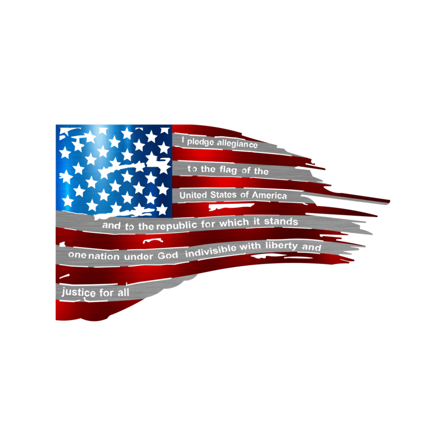 Precision Metal Art Tattered Color American Flag With The Pledge Of Allegiance 24 Inch Laser Cut Steel Wall Art Walmart Com Walmart Com