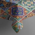 thumbnail image 3 of Brown Traditional Tile Pattern Rectangle Tablecloth 60"x84",Waterproof Polyester Rectangle Table Cloth, Wipeable Spillproof Polyester Tablecloth for Dining, Camping, Indoor and Outdoor, 3 of 5