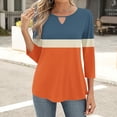 thumbnail image 4 of Women Tops under $5! Cagogo Womens 3/4 Length Sleeve T Shirts Dressy Summer Trendy Cute Basic Tee Shirts Fashion Gradient Color Keyhole Crewneck Plus Size Blouse Outfits Clothes, 4 of 6