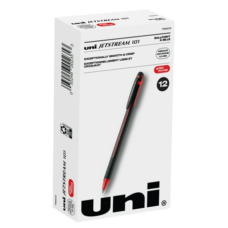 UPC: 0030246002377 | Uniball Jetstream 101 Stick Ballpoint Pens  Medium Point (1.0mm)  Red Ink  12 Count