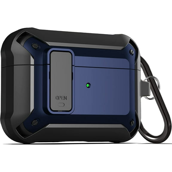Compatible Airpods Pro 2nd Generation Case Cover with Lock, Sherry Military Armor TPU AirPod Pro 2 Case with Keychain Cool iPod Pro 2 Shockproof Protective Case for Air Pod Pro 2nd Gen 2022 - Blue