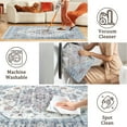 thumbnail image 3 of Blue 9x12 Rugs for Living Room, Floral Machine Washable Area Dining Room Rugs, 3 of 7