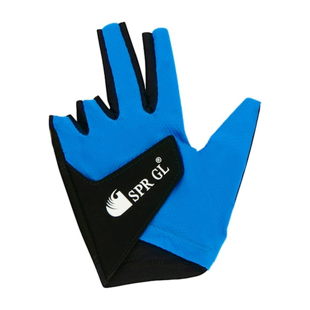 Guantes de taco de billar con dedos separados, antideslizantes, para practicar con la mano izquierda Azul