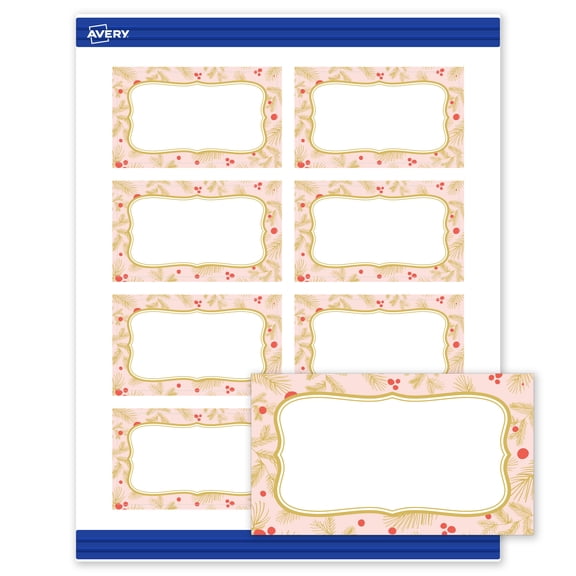 Avery® Business Cards, 2" x 3.5", Gold-Pink Berries, Matte, 80ct