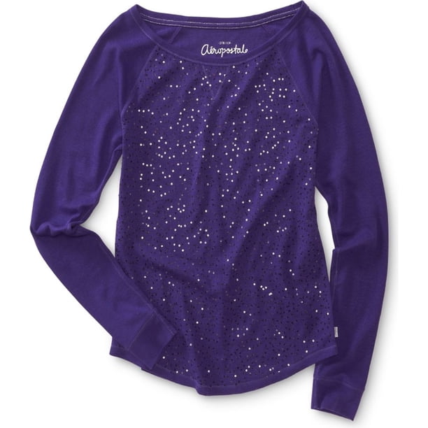 Aeropostale Suéter térmico con lentejuelas para mujer, Púrpura, XS Aeropostale Térmico