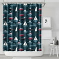 thumbnail image 2 of Maritime Theme Bathroom Curtain 72x84 Inches, Sailboat and Anchor Pattern on Waterproof Polyester Fabric, Easy to Hang with Hooks, Perfect for Coastal or Beach Bathrooms, 2 of 5