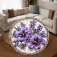 thumbnail image 3 of Circle Area Rug, Flowers10 Nature Pattern Washable Non-Slip Floor Carpet, Soft Rug for Living Room Bedroom Decor 59 Inch, 3 of 6