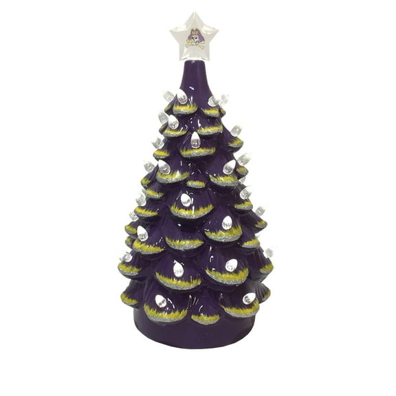 Purple ECU Pirates 14'' Ceramic Tree