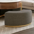 thumbnail image 4 of Modern Lift-Top Round Coffee Table with Hidden Storage & 3 Nesting Ottomans - Walnut Veneer & Sintered Stone Top, Space-Saving Design for Living Room, Apartment, 4 of 8