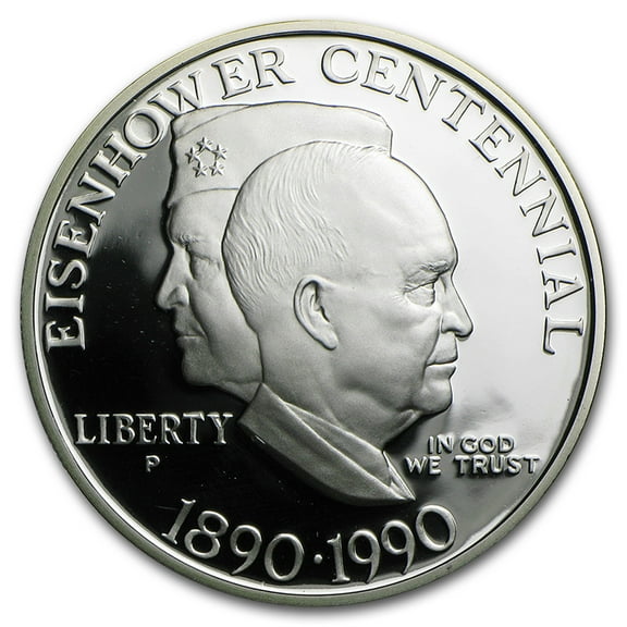 1990-P Eisenhower Centennial $1 Silver Commem Proof (w/Box & COA)