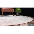 Dover Collection Rug 5 Ft Round Pink LowPile Rug Perfect