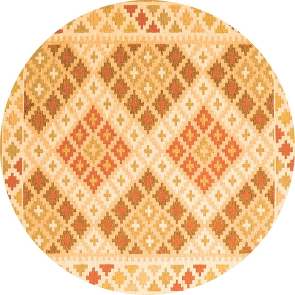 Ahgly Company Indoor Round Southwestern Orange Country Area Rugs, 4' Round