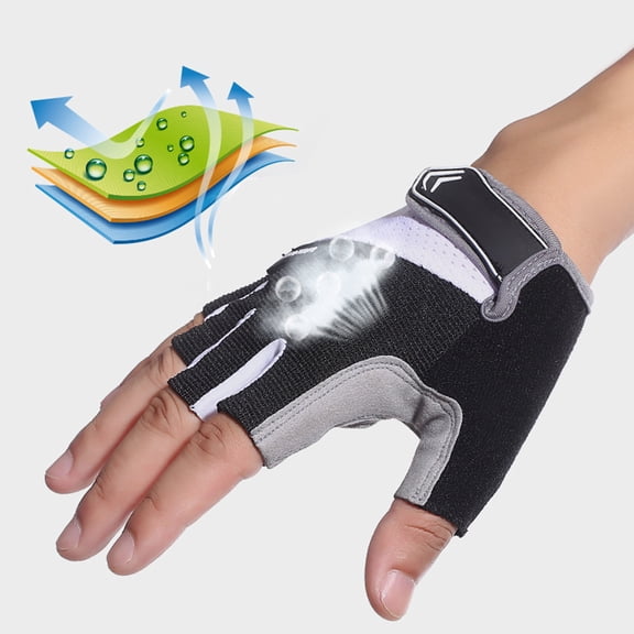 DRAFIDEEP 1Pair Unisex Half Finger Gloves Red Comfortable Breathable Outdoor Gloves