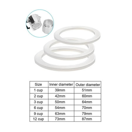 

1pc Coffee Rubber Ring Bialetti Gasket Set Flexible Washer Gasket Ring Replacenent For Cups Moka Pot Espresso Coffee Makers Part-Option 1cup