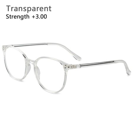 Unisex High-definition Ultralight Classic Presbyopic Glasses PC Frames Eyeglasses Reading Glasses TRANSPARENT STRENGTH +3.00