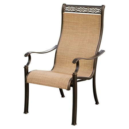 Hanover Outdoor Monaco 7-Piece Sling Dining Set with 42" x 84" Glass-Top Table, 4 Stationary Chairs and 2 Swivel Rockers, Cedar