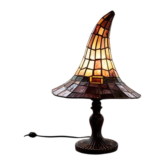 Lámpara con forma de sombrero de bruja, estantería artesanal para dormitorio, reutilizable, para mujeres, versátil y única. Altura 18 cm