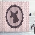 thumbnail image 1 of Ambesonne Chihuahua Shower Curtain, Dog Silhouette in Vintage, 69"Wx84"L, Mauve Grey Pink, 1 of 3