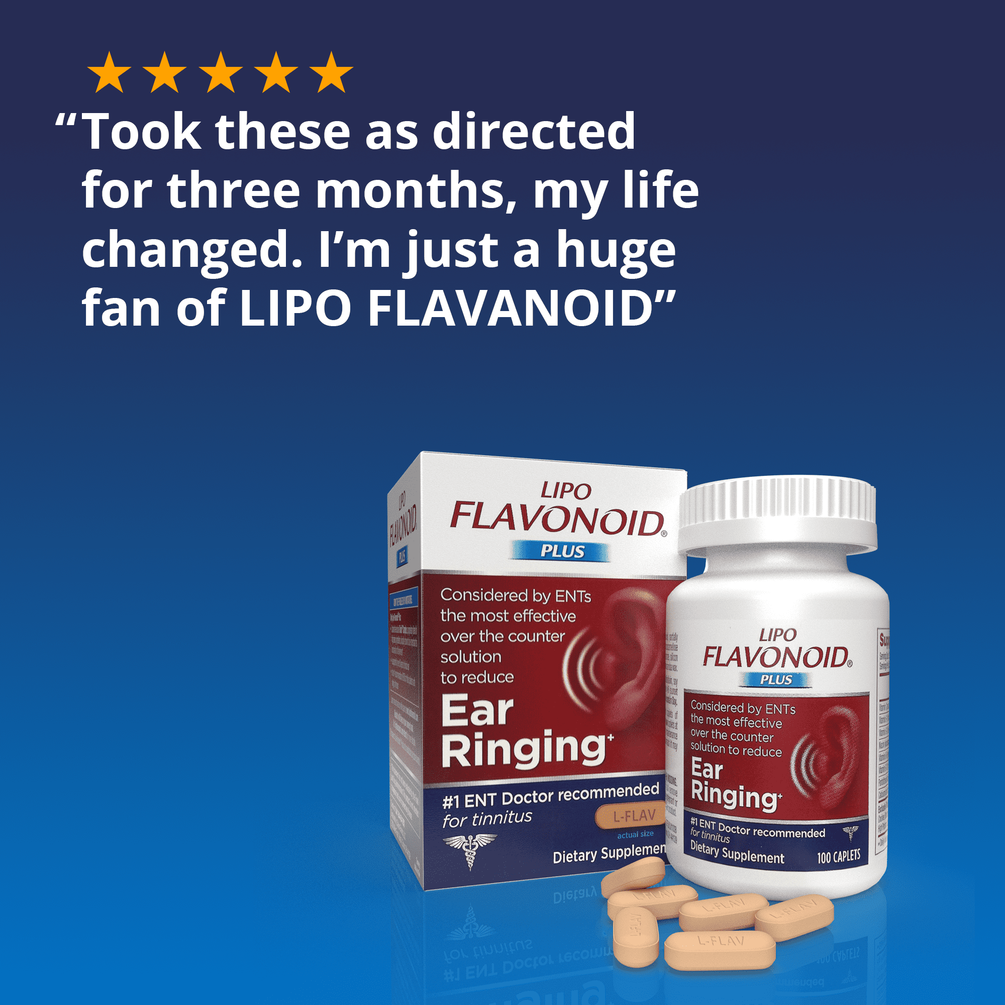 Lipo-Flavonoid Plus Tinnitus Relief Ear Health Supplement, 100 Caplets ...