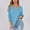 Light Blue, variant on QUNYINEY Solid Summer Tops for Women Casual V Neck Puff 3/4 Sleeve Blouses Loose Pullover Tops