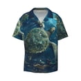 thumbnail image 2 of Lsque Artistic Turtle Earth print Men's Cuban Collar Short Sleeve Shirt Summer Beachwear Casual Button Down Fashionable Vacation Leisure Shirt-XX-Large, 2 of 7