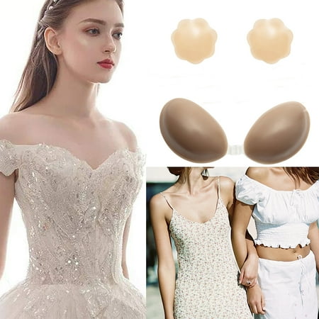 Women Self Adhesive Bra Invisible Strapless Reusable Silicone Bra for Backless Dress